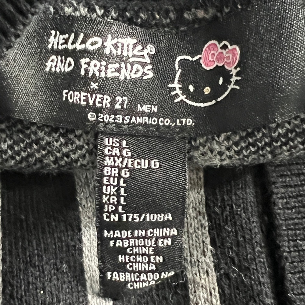 Hello Kitty & Friends x Forever 21 Badtz-Maru Striped Cardigan Mens Large Black - Picture 8 of 9